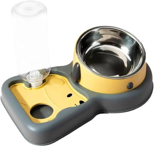 Slow Feeder Dog Bowls,pet Automatic Water Dispenser, Cervical Protection cat Bowl, Multifunctional Integrated, Suitable for Cats, Small and Medium-Sized Dogs