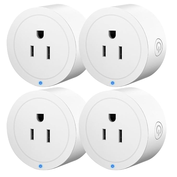 Smart Plug, Wi-Fi Outlet Socket Compatible with Alexa and Google Home, Automate APP, Timer Function, Voltage Measurement Function, (4 pcs)