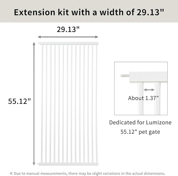 Lumizone Extra Tall Cat Gate Extension Kit 55.12" High Pressure Mounted 2025 New 29.52" Extra Wide 1.37" Gap No Drilling Tall Pet Gate for Dogs (White, 55.12" H x 29.52" W, Extension)