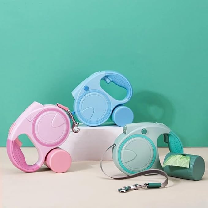 Retractable Dog Fancy Leash with Flashlight and Dispenser, 16 ft Dog Retractable Leash is Perfect for Safe and Comfortable Walking with Your Pet - Suitable for Dogs - Blue