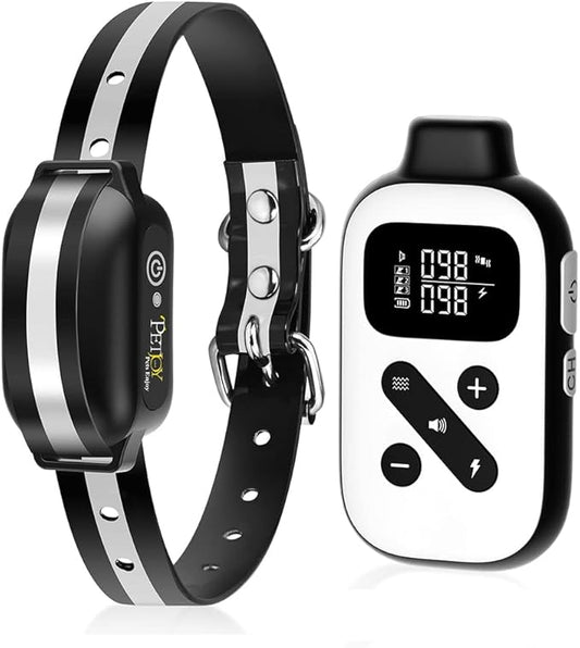 PetJoy Shock Collar for Large Dogs, Bark Collar with Remote, Bark and Training Collar 2 in 1, Auto Bark Collar - Shock, Vibration, Beep and Auto Mode (Level 1-5), Remote Range 2800 Ft