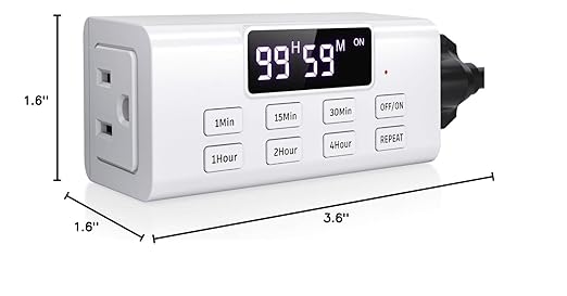Indoor Countdown Timer Outlet, NEARPOW Auto Shut Off Timers with Large Screen,Customize Countdown,Repeat and Memory Function, Plug In Timers for Electrical Outlet for Charger Lights, 3-Prong 15A/1875W