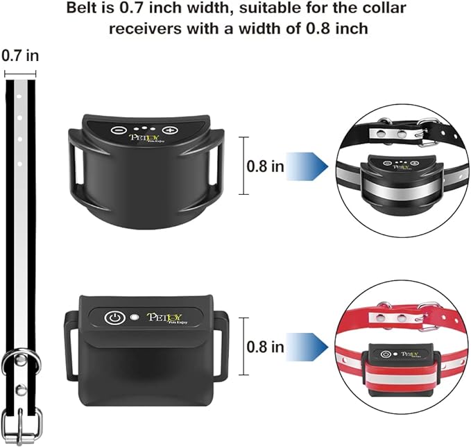 PetJoy Dog Collars Strap, Replacement Collar for Shock Reflective Collar, Adjustable Classic Dog Collar Strap for All Varieties Small Medium Large Dogs (Black & Red)