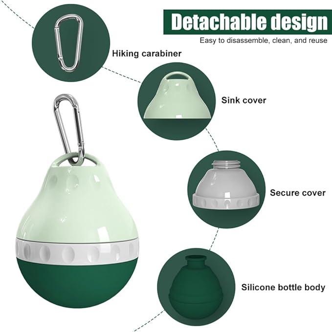 DONGKER Dog Water Bottle,200ML Leakproof Pet Travel Bottle with Foldable Silicone Body & Hanging Buckle for Small Pets Outdoor Walking Hiking Travel