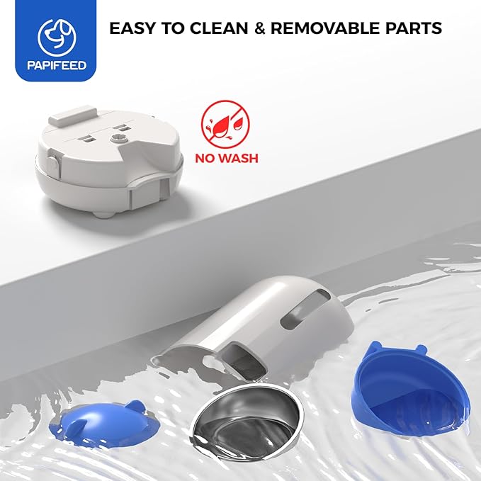 PAPIFEED Automatic Cat Feeder, 2.4G WiFi Auto Cat Food Dispenser with App Control, 3L Auto Pet Feeder with Dual Power Supply, Detachable for Easy Clean for Cats and Small Dogs, Blue