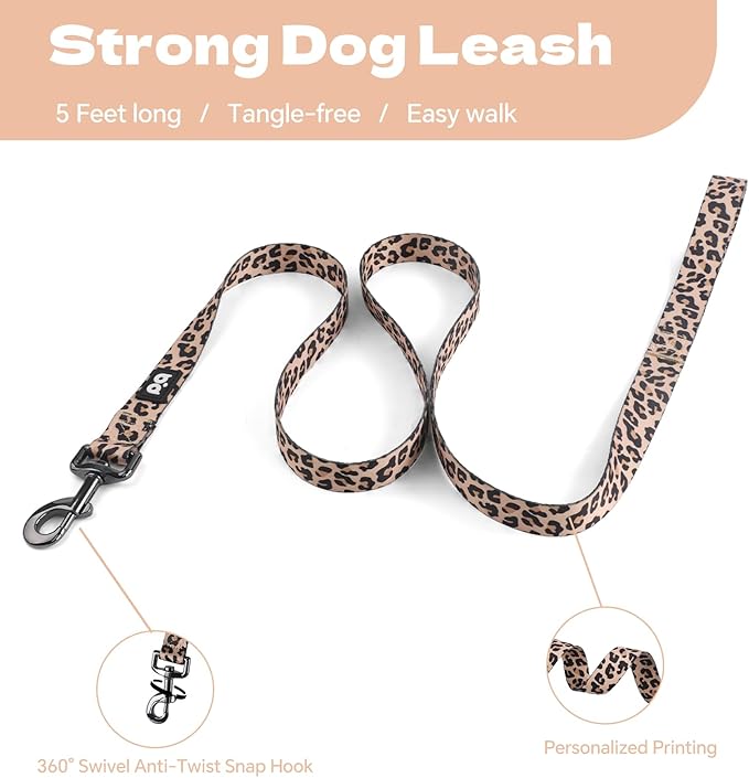 QQPETS Dog Harness Leash Set Adjustable Heavy Duty No Pull Halter Harnesses for Small Medium Large Breed Dogs Back Clip Anti-Twist Perfect for Walking