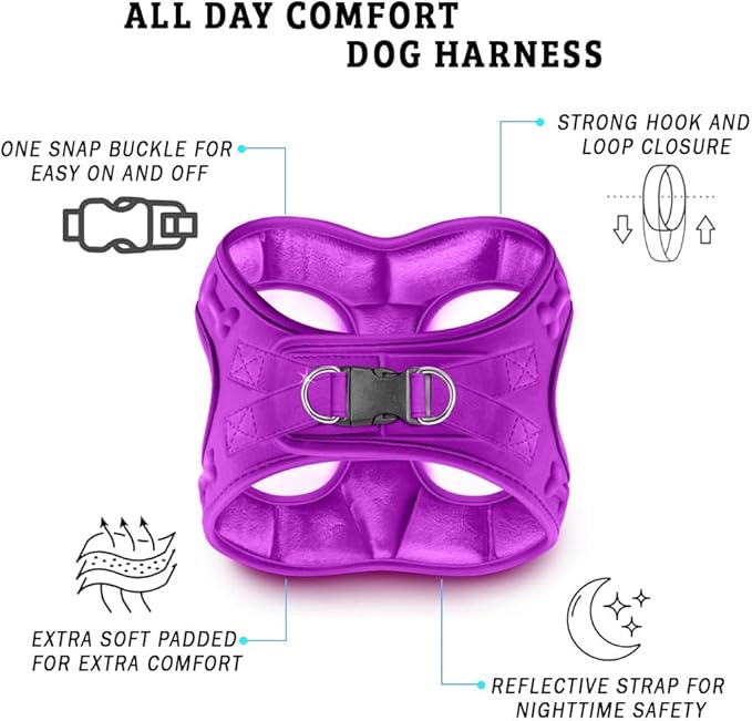 Comfort Fit Dog Harness Small Medium Sized Dogs No Pull Step in Dog Harness with Adjustable Buckles Soft Padded Easy Control Vest Harness Training Walking Running Extra Comfort Inside Velvet Plush