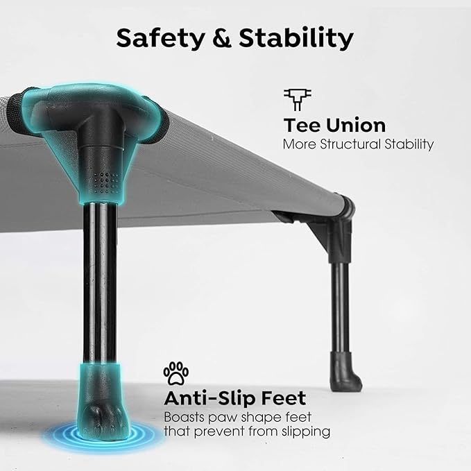 Veehoo Cooling Elevated Dog Bed, Portable Raised Pet Cot with Washable & Breathable Mesh, No-Slip Feet Durable Dog Cots Bed for Indoor & Outdoor Use, Small, Silver Gray