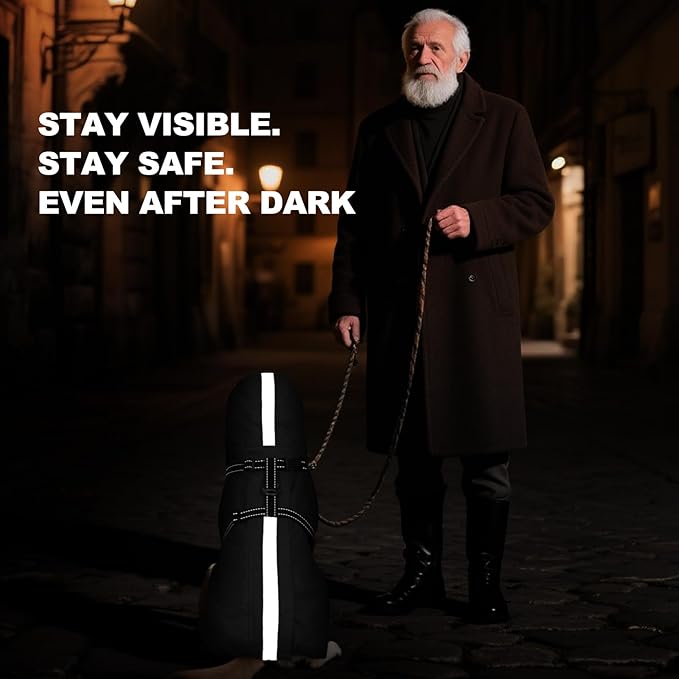 Dog Raincoat For Extra Large Dogs With Hood, Waterproof Dog Rain Jacket with Adjustable Built-in Harness & Back Zipper, Reflective Strip, Removable Hood,for Rainy Walks, Muddy Roads - Black 4XL