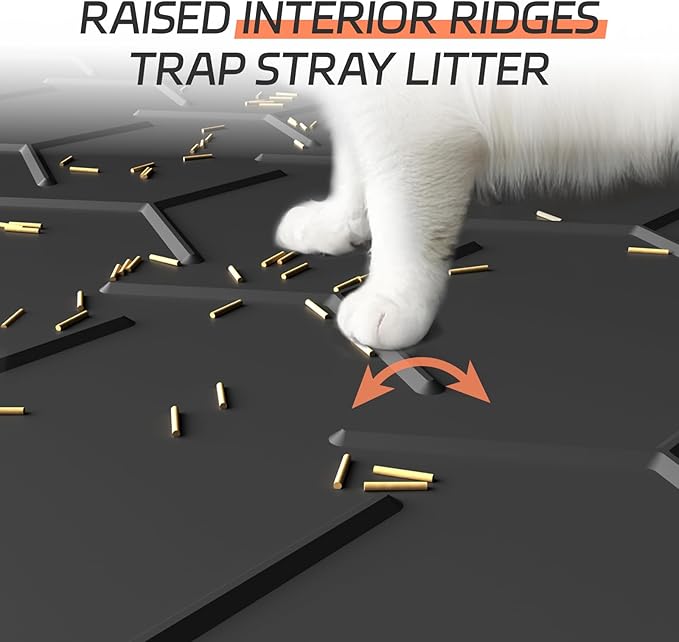 Extra Large Silicone Cat Litter Mat, Waterproof/Urineproof, Litter Recycling, Easy to Clean, Soft on Kitty Paws (28"X40"-Black)