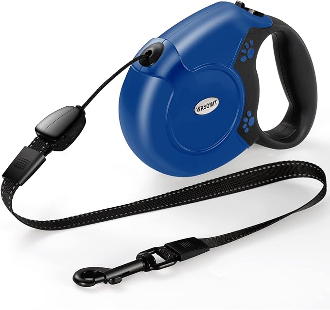 Retractable Dog Leash, 26 Ft Heavy Duty Pet Walking Leash for Small Medium Large Dogs up to 99lbs, Anti-Slip Handle, 360 ° No Tangle, Nylon Tape, One-Handed Brake (Blue)