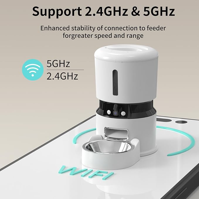 Automatic Cat Feeders with 2 Cameras and App, 4L 1080P HD Timed Pet Feeder Smart Dog Food Dispenser 2-Way Audio for Cats/Small Dogs, Cat Food Dispenser with Night Vision/Motion Alerts, WiFi 2.4G