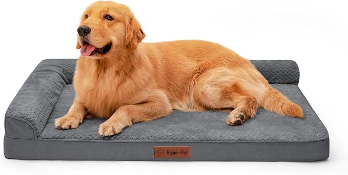 Orthopedic Dog Beds for Large Dogs, Memory Foam Dog Beds Large Sized Dogs, Washable Removable Cover, Nonskid Bottom, Waterproof, for Indoor, Outdoor, Crate ＆ Car Use, 41x27x6 Inches, Dark Grey