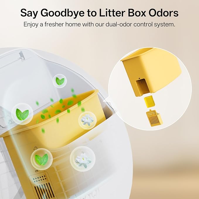 Self Cleaning Cat Litter Box, XXXL Automatic Litter Box for Multiple Cats, Weight Sensors Safety Protection, Smart APP Control, Odor Control, Works with Clumping/Bentonite/Mineral Litter