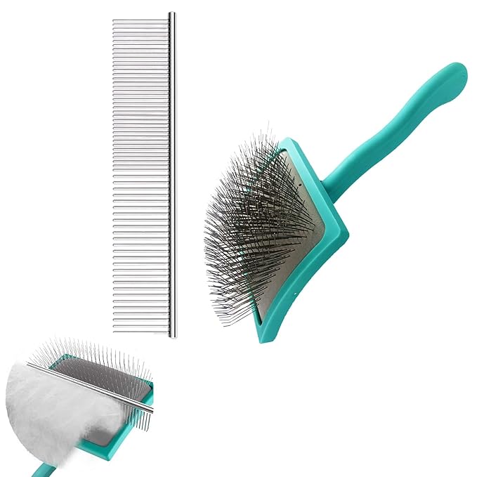 Extra Long Pin Dog Grooming Brush Haired Dogs- Pet Comb Value Kit,Dog Brushes for Goldendoodle, Labradoodle, Poodles - Pet Hair Brush for Medium- Long Haired Dogs-31mm