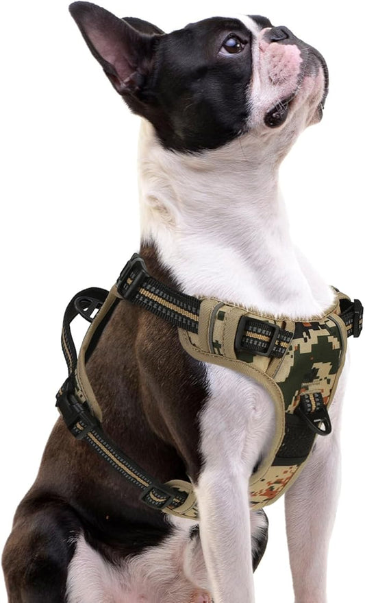 PUPTECK No Pull Tactical Dog Harness Small Sized, Adjustable Reflective Dog Harness with Handle Easy Control, Comfortable Soft Padded Pet Vest Harness for Small Dogs, Camouflage S