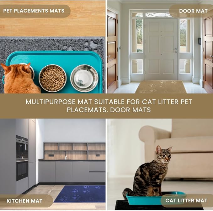 Andalus Extra Large Cat Litter Mat, Pack of 1 - Waterproof, Non-Slip & Easy to Clean Cat Litter Box Mat for Extra Efficient Pet Litter-Trapping, Beige (35” X 23”)