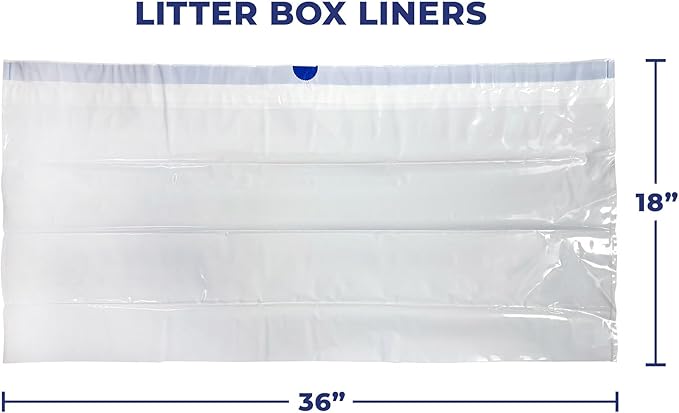 PawLyfe Jumbo Cat Litter Box Liners - 4MIL Extra Thick Heavy Duty Drawstring Kitty Litter Bags - Scratch and Tear-Resistant XL Cat Pan Liners for Easy Litterbox Cleanup - 36" x 18" - Box of 20 Liners