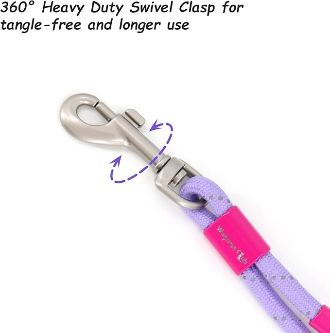 2 Pack Rope Dog Leash, 4.5 ft Lightweight Premium Rope Leash with Comfortable Padded Handle, Reflective Dog Leashes for Small and Medium Dogs, Kid-Friendly Family Set