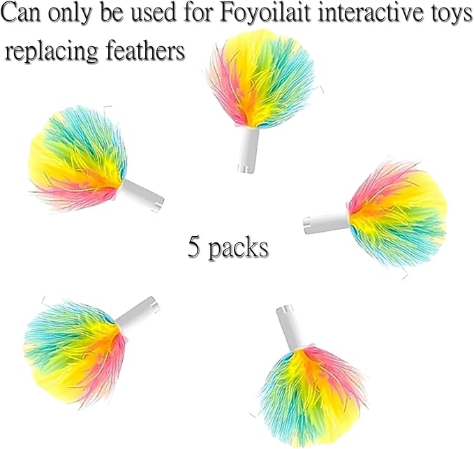 3-in-1 Cat Toy & Interactive Motion-Activated Kitten Toy Accessories — 5-Piece Set of Retractable Feather Refills, Replaceable Interactive Teaser Accessories for Cats and Kittens