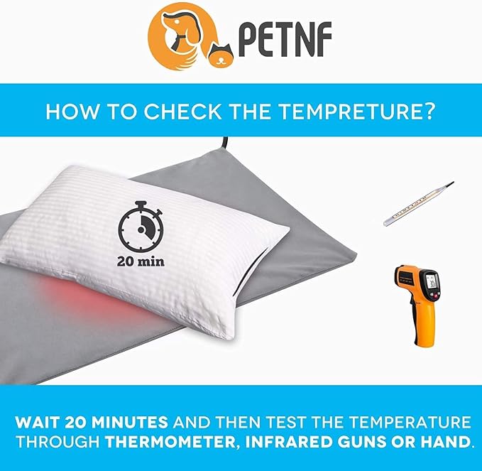 PETNF Pet Heating Pad Temperature Adjustment Anti-bite Puppy Heating with Timer Cat Dog Pad Indoor Waterproof Pet Warming Electric Heated Bed Mat for Small/Medium/Large Dog