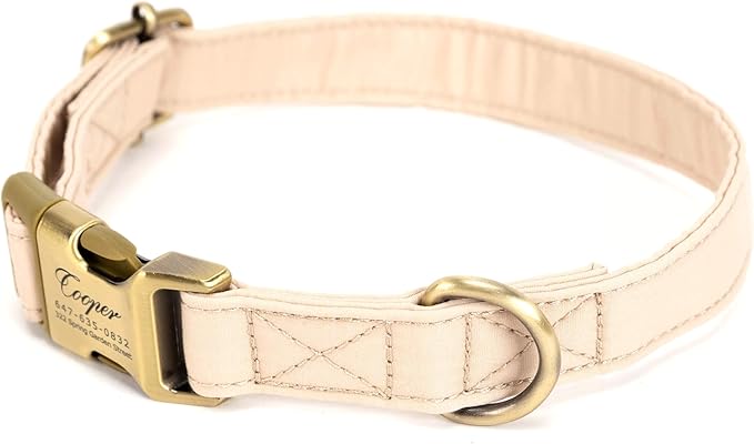 Personalized Dog Collar with Name and Phone Number Engraved,Adjustable Custom Puppy Collar,Organic Cotton Pet Collar for Small Medium Large Boy Girl Dogs