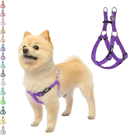PUPTECK No Pull Dog Harness Soft Adjustable Basic Nylon Step in Puppy Vest Outdoor Walking with ID Tag