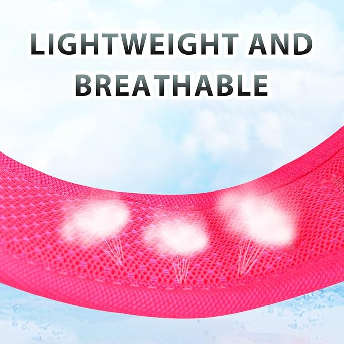 BARKBAY No Pull Dog Harness 3 Buckles Large Reflective Dog Harness with Front Clip and Easy Control Handle for Walking Training Running with ID tag Pocket(Pink,M)