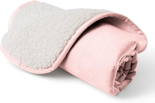 Waterproof Dog Blankets for Small Dogs, Washable Pet Blanket for Indoor Cats, Plush Sherpa Puppy Throw Furniture Protector for Bed Couch Sofa(25"x35",S,Pink)