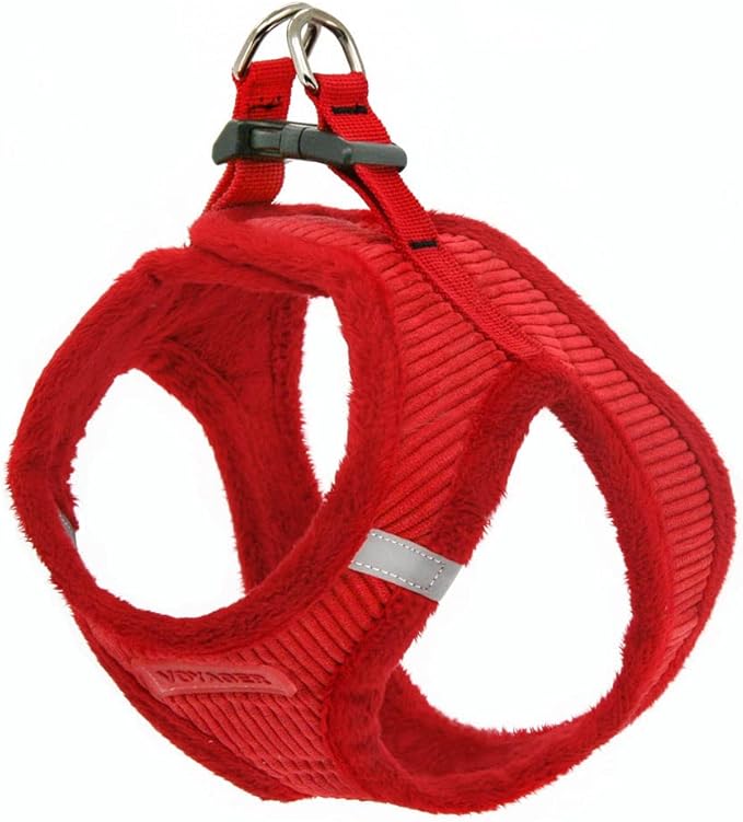 Voyager Step-in Plush Dog Harness – Soft Plush, Step in Vest Harness for Small and Medium Dogs by Best Pet Supplies - Red Corduroy, XL (Chest: 20.5-23") (Pack of 2)