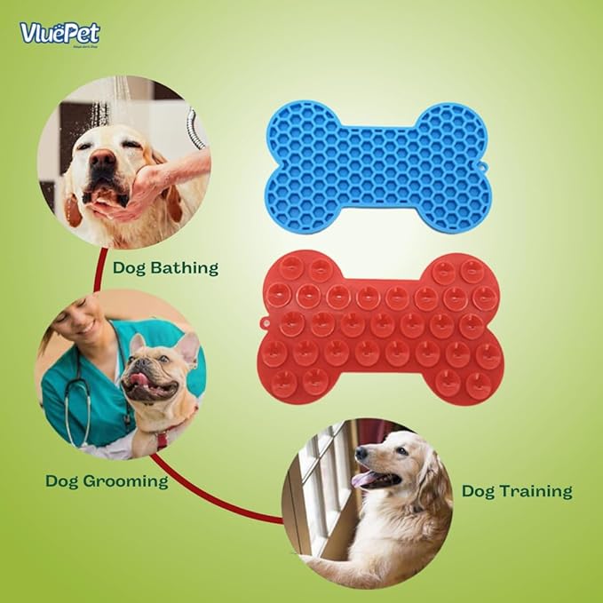 VALUEPET | Dog Lick Mat - Silicone Lick Mat for Anxiety Relief - Slow Feeder Licking Pad for Butter, Yogurt, & Peanut - Suitable for Dog Training, Boredom Reducer, Bathing & Grooming - Bone - 6.6 Inch