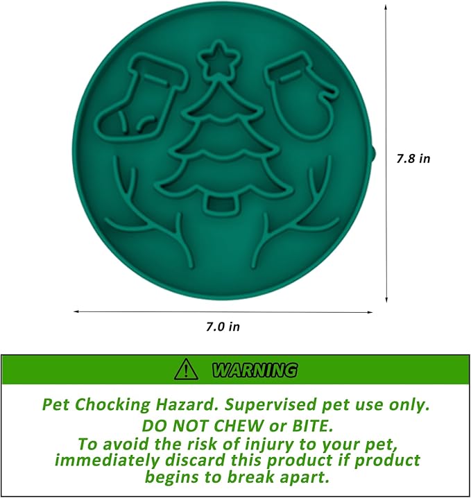 QISHENG - Silicone Slow Feeder Dog Bowl,Christmas Bowl to Slow Down Eating, Food-Grade Non-Slip Dog Dish for Anti-Bloat, Fast Eating Prevention, Dishwasher Safe