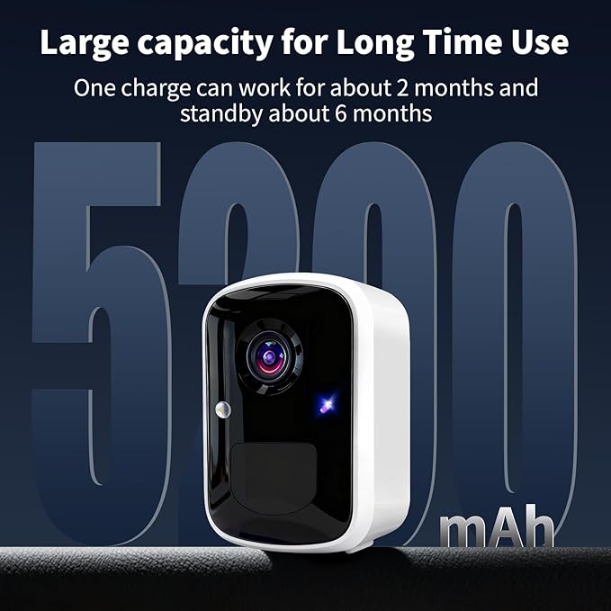 Wireless Security Camera, WiFi Battery Powered Camera with 3MP Pixel, AI Motion Detection, 2-Way Talk, Spotlight, Siren, IP65, Cloud/Up to 256G SD Storage (Provide SD Card About 180 Days of Storage)
