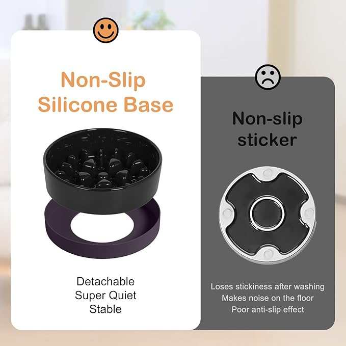 Sted Ceramic Slow Feeder Bowl for Medium Large Breed Dogs - Puzzle Food Bowl With Silicone Base for Fast Eaters, Slows Down Eating - Maze Black