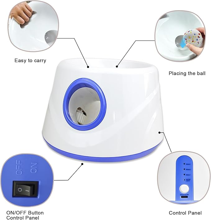 Automatic Dog Ball Launcher, Upgraded Dog Ball Throw Launcher, Adjustable Distance 20-45FT, for Small/Medium Dogs, with 3 2.3-inch ETPU Balls, Indoor and Outdoor Interactive Toys