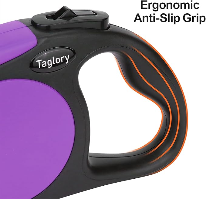 Taglory Retractable Dog Leash, 16ft No Tangle Leash Retractable for Small Medium Dogs Up to 44 lbs, One-Handed Brake, Pause, Lock,Purple