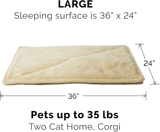 Furhaven ThermaNAP Self-Warming Cat Bed for Indoor Cats & Large/Medium Dogs, Washable & Reflects Body Heat - Quilted Faux Fur Reflective Bed Mat - Cream, Large (Pack of 2)