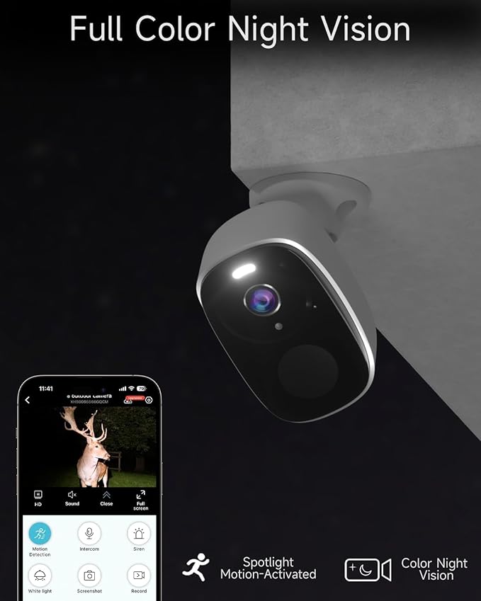 ELECCTV Upgraded 5G/2.4G WiFi Security Cameras Wireless Outdoor,2K Battery Powered Home Indoor Camera with AI Motion Detection, Siren,Color Night Vision, 2-Way Talk, IP65, Works/Alexa, Cloud/SD