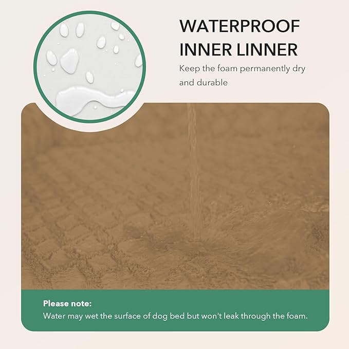 Orthopedic Dog Beds for Extra Large Sized Dogs, Waterproof Memory Foam XL Pet Bed with Sides 42x30Inch, Non-Slip and Egg-Crate Foam Big Dog Couch Bed with Removable Washable Cover, Brown