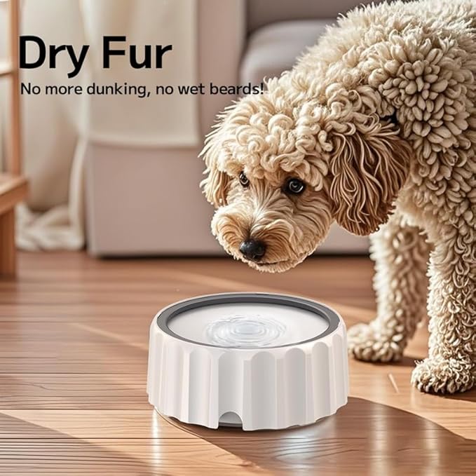 Dog Water Bowl 70oz/2L Large Capacity Water Dispenser No Spill Non Slip No Splash Pet Slow Feeder No Drip Vehicle Carried Travel Slow Drinking Bowl for Dogs Cat(White)