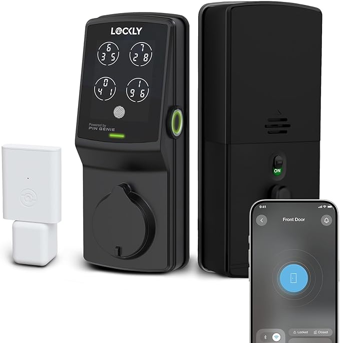 Lockly Secure Pro Deadbolt, Wi-Fi Smart Lock, Keyless Entry Door Lock, Smart Locks for Any Doors, PIN Genie® Keypad, 3D Biometric Fingerprint Sensor, Auto Lock, Rekeying Capability - Matte Black