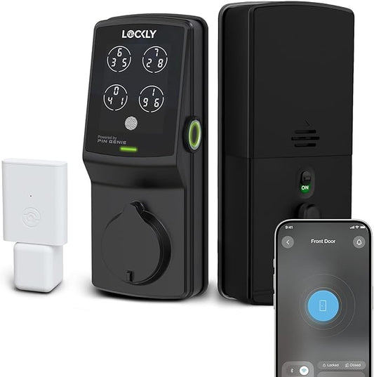 Lockly Secure Pro Deadbolt, Wi-Fi Smart Lock, Keyless Entry Door Lock, Smart Locks for Any Doors, PIN Genie® Keypad, 3D Biometric Fingerprint Sensor, Auto Lock, Rekeying Capability - Matte Black