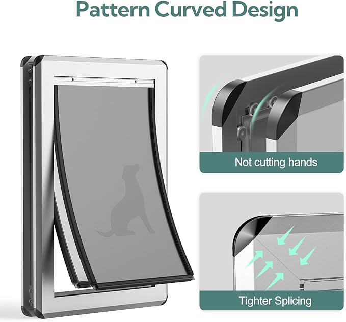 Large Dog Door for Exterior Doors, Aluminum Frame Doggy Door, Fully Magnetic Flaps Large Breed Dog Doors, Sliding Lock Panel, Rust Resistant and Energy Efficient, (Pet Up to100 Lb)