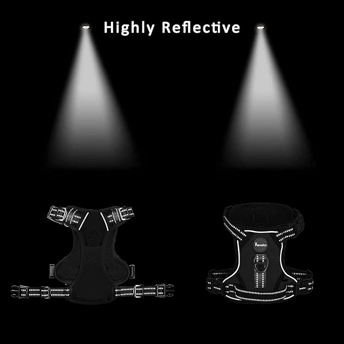 Petmolico No Pull Dog Harness Set with Leash Attachment Easy Control Handle Reflective Harness Vest Small Breed, Puppy Vest and Leash Set with Poop Bag Holder, Small - Black