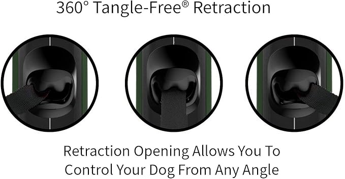 TUG Oval 360° Tangle-Free Retractable Dog Leash | Flashlight Included | Integrated Waste Bag Dispenser Pocket (Medium, Green)