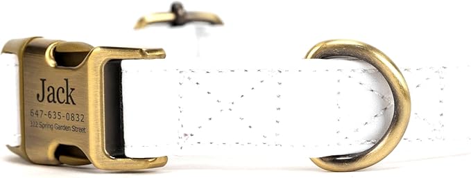 Personalized Dog Collar with Name and Phone Number Engraved,Adjustable Custom Puppy Collar,Organic Cotton Pet Collar for Small Medium Large Boy Girl Dogs