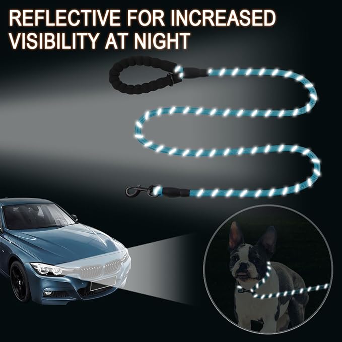 BARKBAY Dog Leashes for Large Dogs Heavy Duty Dog Leash 4/5/6 FT with Comfortable Padded Handle and Highly Reflective Threads for Medium Large Dogs Walking Training Running (6FT-1/2'',Blue)