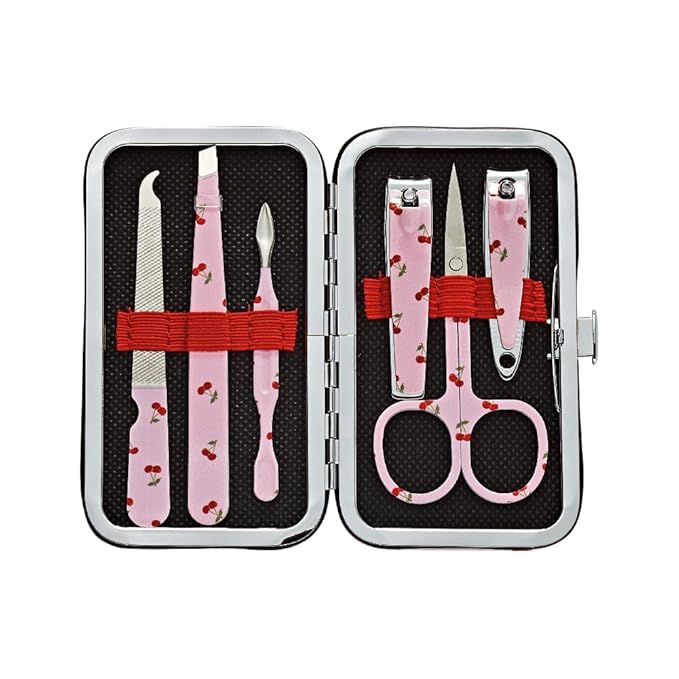 Éclat Manicure Pedicure Kit for Men & Women, 6Pcs Finger & Toe Nail Care Tools Includes Nail Clipper Cutter, Tweezer, File, Cuticle Pusher, Personal Care Professional Grooming Set With Travel Case