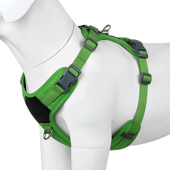 Plutus Pet No Pull Dog Harness, Release at Neck, Soft Padded, Reflective Adjustable Dog Vest Harness for Small, Medium, Large Dogs(Green, XS)