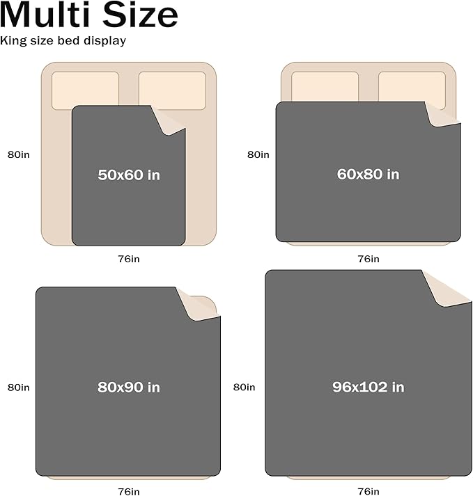 Catalonia Waterproof Blanket for Bed, Reversible Fleece Couch Sofa Furniture Protector, Leak Proof Dog Blankets, Grey